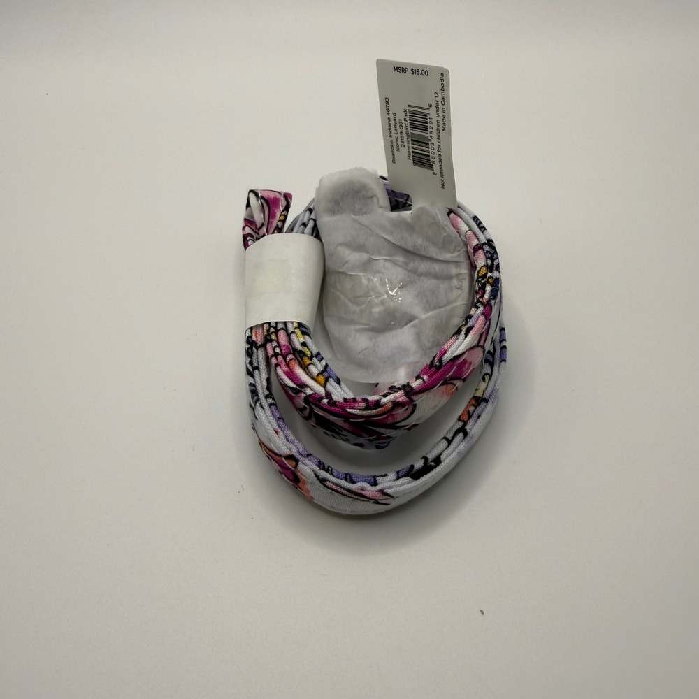 Retired Vera Bradley Iconic Lanyard Hummingbird Park Floral Cotton Neck Strap